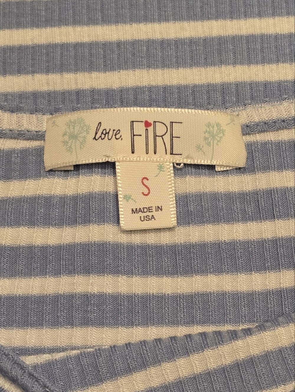 Love, Fire Blue White Striped Off The Shoulder Ribbed Mini Flare Dress Size S - Picture 2 of 6